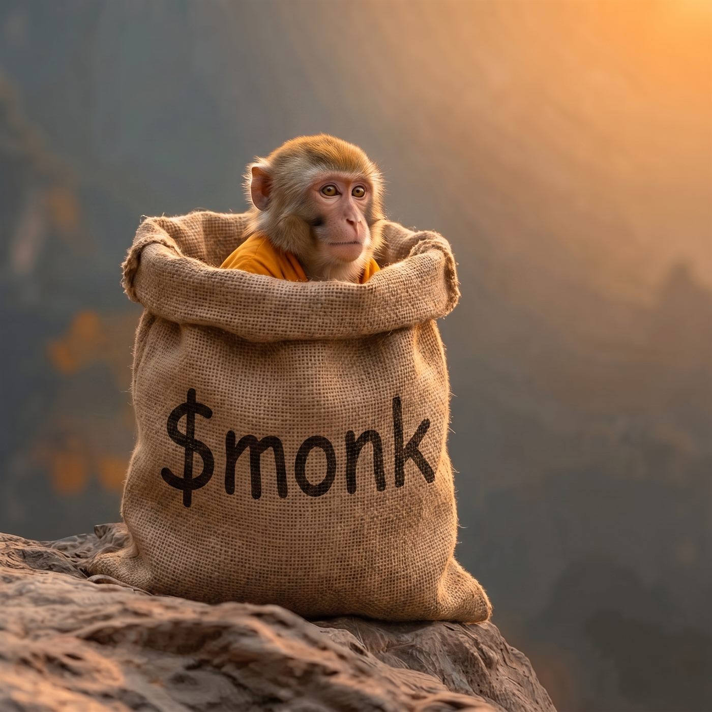 The monk sitting inside a sack marked $monk
